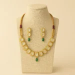 Classic Kundan Choker Necklace Set with Emerald Drops