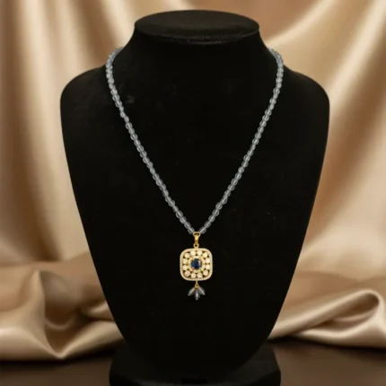 Elegant Sapphire & Diamond Halo Necklace
