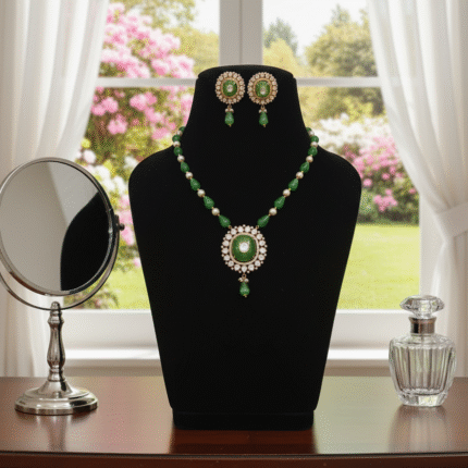 The Verdant Heritage Set: Green Gemstone and Polki