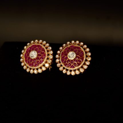 The "Imperial Crimson" Polki Stud Earrings