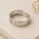 Aurex Greek Key Silver Band Ring - Image 3