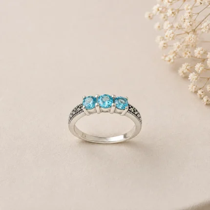 Azure Trinity Blue Crystal Ring