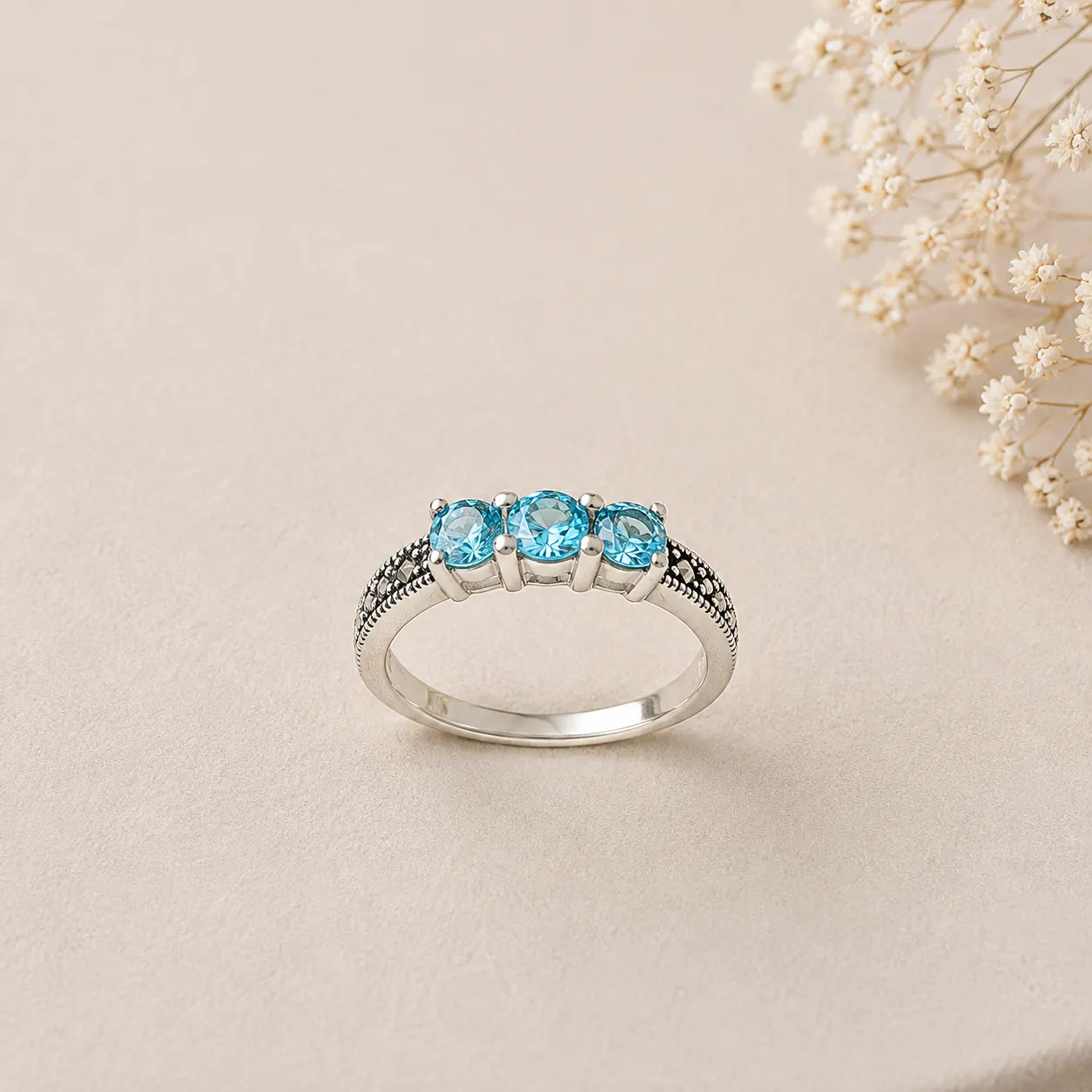 Azure Trinity Blue Crystal Ring Azure Trinity Blue Crystal Ring - Image 1