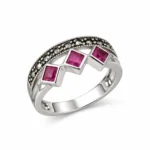 Royal Ruby Marcasite Vintage Ring - Image 4