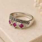 Royal Ruby Marcasite Vintage Ring - Image 3