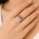 Royal Ruby Marcasite Vintage Ring - Image 2