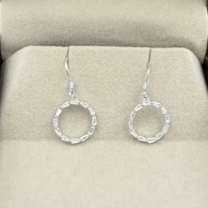 Baguette Zircon Circle Drop Earrings