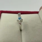 Blue Star Enamel & Marcasite Band Ring
