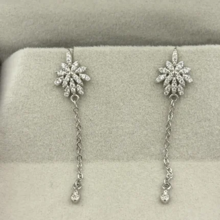 Floral Cluster Chain Dangle Earrings