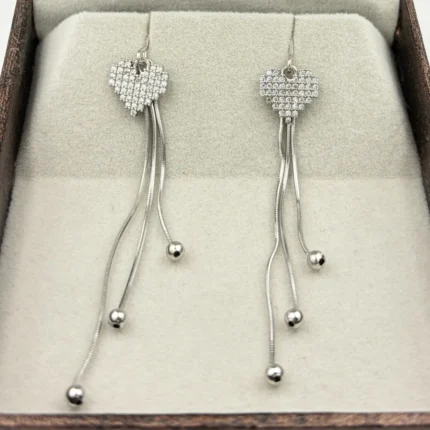 Heart & Wave Threader Drop Earrings