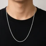 Infinity Twist Silver Rope Chain Necklace - Image 3