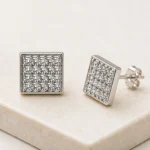 Luna Sparkle Square Crystal Stud Earrings - Image 3