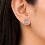 Luna Sparkle Square Crystal Stud Earrings - Image 2