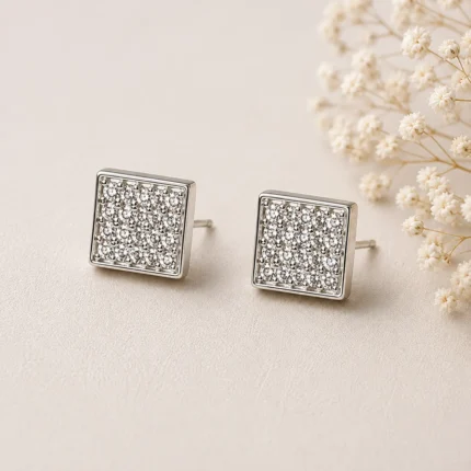Luna Sparkle Square Crystal Stud Earrings