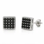 Noir Luxe Square Black Crystal Stud Earrings - Image 4