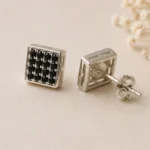 Noir Luxe Square Black Crystal Stud Earrings - Image 3
