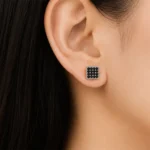 Noir Luxe Square Black Crystal Stud Earrings - Image 2