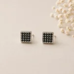 Noir Luxe Square Black Crystal Stud Earrings