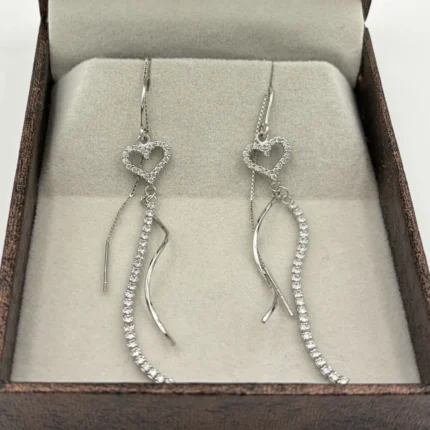 Open Heart & Wave Threader Drop Earrings
