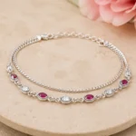 Ruby Grace Dual Layer Silver Anklet