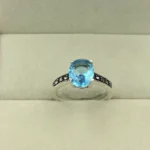 Oval Aquamarine Zircon Solitaire Ring