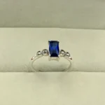 Emerald-Cut Blue Zircon Solitaire Ring