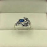 Sapphire and Marcasite Cluster Ring