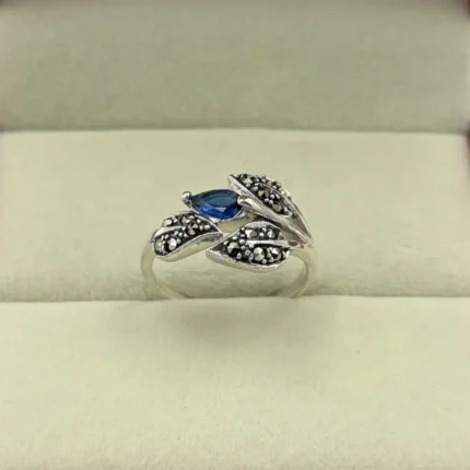 Sapphire and Marcasite Cluster Ring